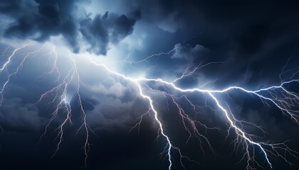 background of lightning thunderstorm on stormy dark sky