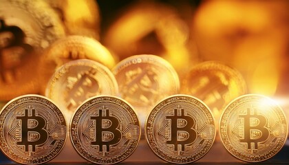 bitcoin crypto background in gold colors