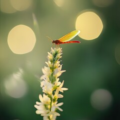 Naklejka premium Firefly isolated on spring background