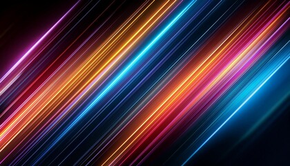 vibrant multicolor diagonal light streaks on dark background energy and motion