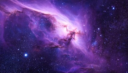 Naklejka premium deep space purple nebula with bright stars