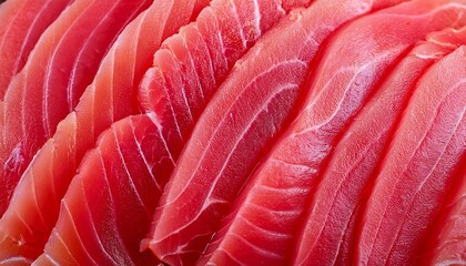 appetizing fresh sliced bluefin tuna raw meat texture close up macro photo
