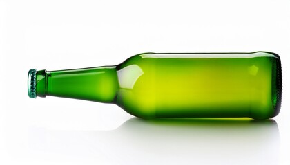 empty green glass bottle from beer isolated on white