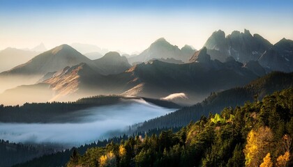 morning fog mountain range