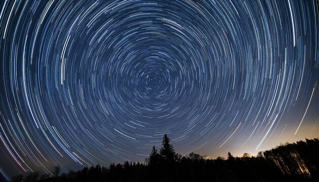 star trails circling around polaris left justified