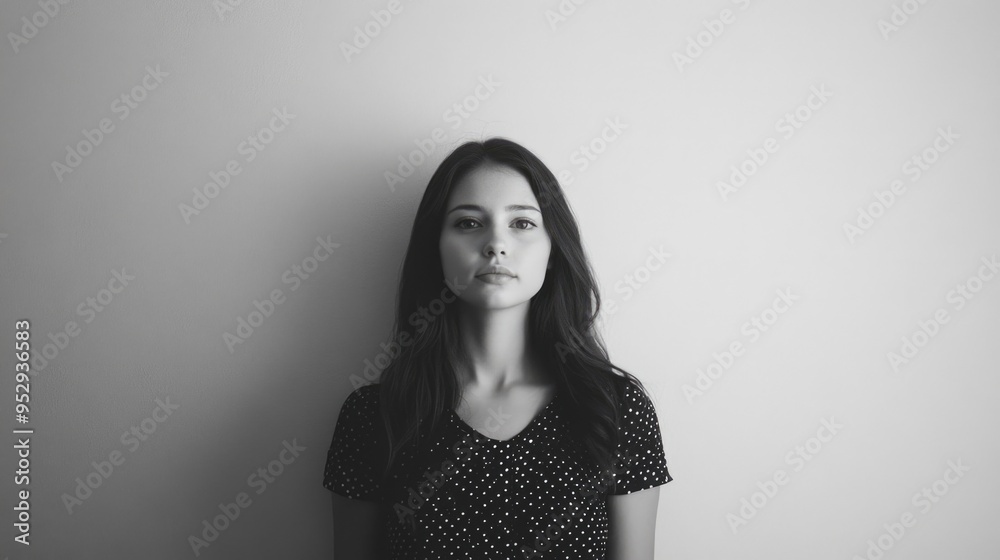 Wall mural Woman with Polka Dot Sleeve in Profile