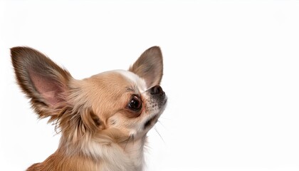 Obraz premium a cute chihuahua looking back with a curious expression against a white background
