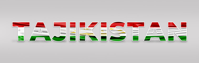 Tajikistan Text Effect. Fill with Tajikistan Flag. Isolated on White Background. Flag, Text, Effect, Vector, Isolated, Background