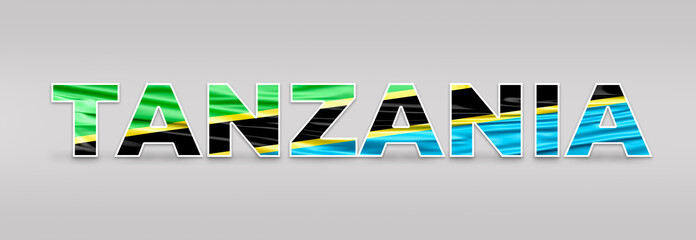 Tanzania Text Effect. Fill with Tanzania Flag. Isolated on White Background. Flag, Text, Effect, Vector, Isolated, Background