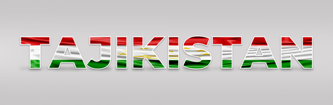Tajikistan Text Effect. Fill with Tajikistan Flag. Isolated on White Background. Flag, Text, Effect, Vector, Isolated, Background