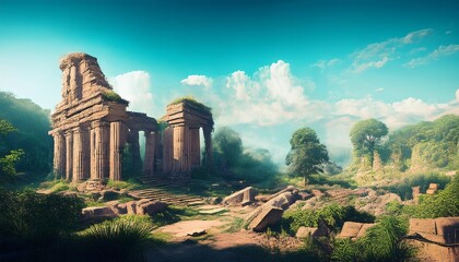 Obraz premium travel poster monument ruin lost in nature