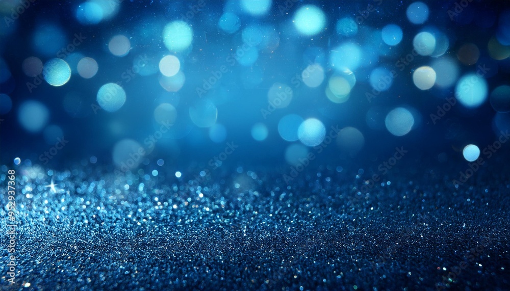 Wall mural blue glitter vintage lights background defocused