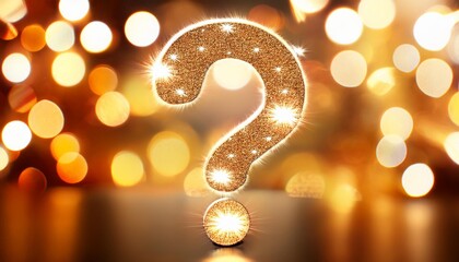 a sparkling question mark against a blurry sparkling background