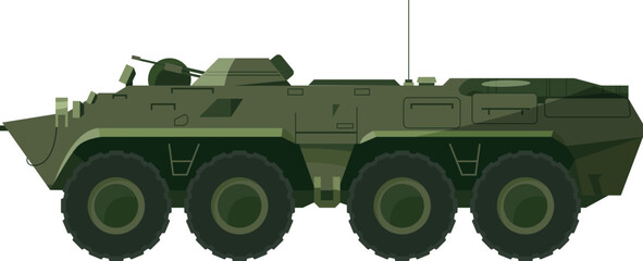 Military personnel carrier vehicle. Army transport side view