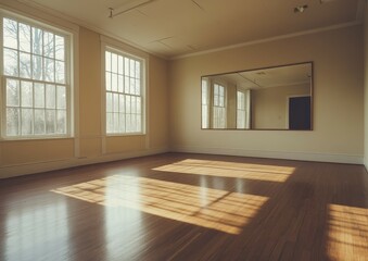 Fototapeta premium Spacious Dance Studio with Large Mirrors and Natural Light