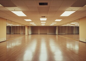 Fototapeta premium Spacious Dance Studio with Large Mirrors and Natural Light