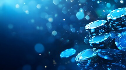 Abstract blue glow with casino elements on a vibrant blue background