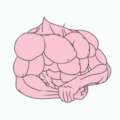 illustration of a muscular bodybuilder seen from the side