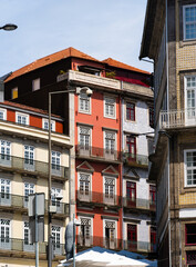 View of the city of Porto. Characteristic architecture of Porto, Vila Nova de Gaia, Portugal. Urban landscape along the river. Houses and buildings
