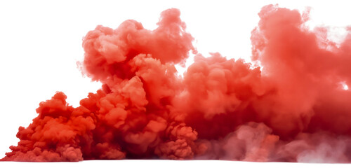 Red smoke isolated with a dynamic flowing effect, creating a smooth and transparent cloud of abstract mist, decorative background or motion steam overlay with explosion wave