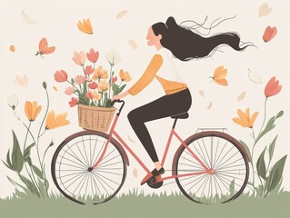 Fototapeta premium girl with bicycle