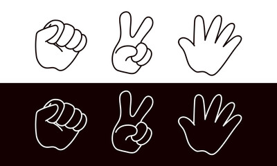 Obraz premium じゃんけんのシンプルイラストセット