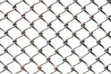 Naklejka premium Front View To a Chain link fence PNG Metal wire mesh isolated on white and transparent background - Steel Fence grid Galvanized wire Protective grid Security and Boundary Concept