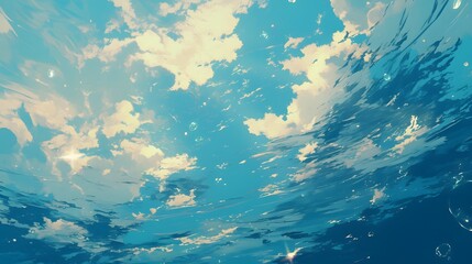 Underwater View of Clouds and Sky.