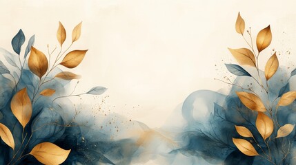 Elegant Modern Gold Border with Botanical Accents for Chic Wedding Invitations