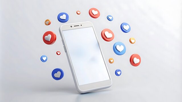 Engagement Boost a smartphone with social media icons and rising notification bubbles, symbolizing increased engagement and interactions.