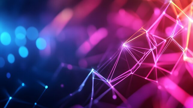 Ethereal Neon Infused Geometric Structures Shimmering in the Void - Powered by Adobe