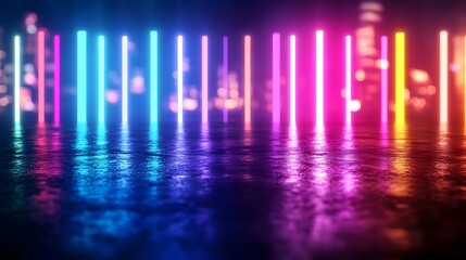 Glowing Neon Abstract Sign Symbolizing Modern Urban Nightlife and Futuristic Cityscape