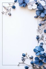 Elegant Blue Floral Invitation Design with White Background