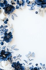 Elegant Blue Floral Invitation Design with White Background