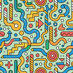 Fototapeta premium seamless vector texture of the abstract lines and dots of the shapes