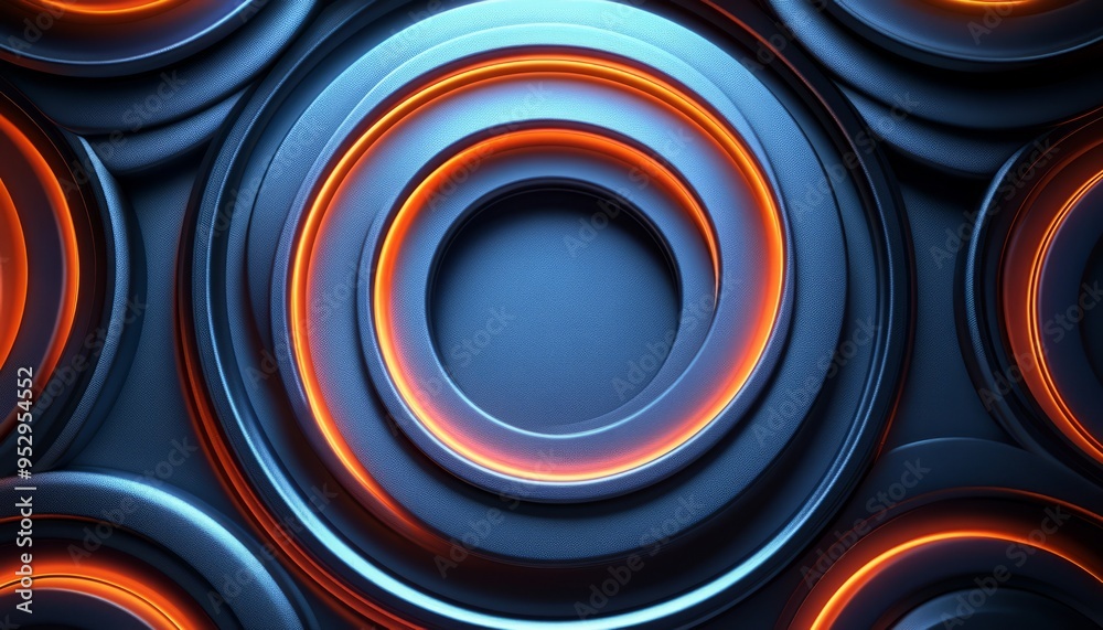 Poster Abstract Circular Design with Glowing Orange Lines