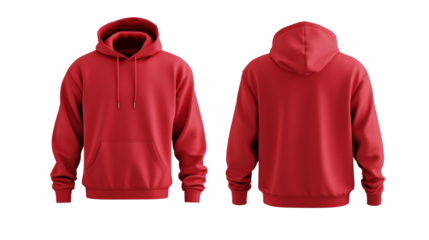 Bold Red Hoodie Mockup: Front and Back Perspective