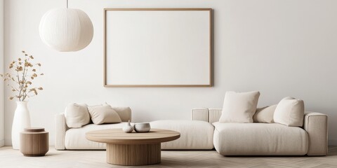 Modern living room with neutral tones, minimalist decor, soft furniture, and elegant lighting, ideal for relaxation and design inspiration.