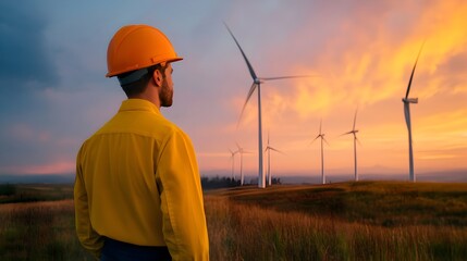 Proud Wind Turbine Engineer Showcases Sustainable Renewable Energy Projects