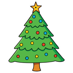 vector illustration of christmas tree with ornaments