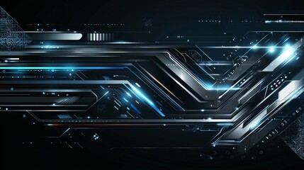 Fototapeta premium Futuristic Technology Abstract Background with Blue Neon Lights