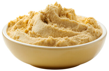 Creamy hummus in white bowl isolated, traditional Middle Eastern dip food made from chickpeas, tasty vegan appetizer showcasing healthy Mediterranean cuisine and culinary versatility recipe