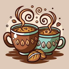 Obraz premium two cups with coffee and cookies