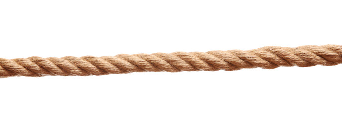 One brown braided rope isolated on white