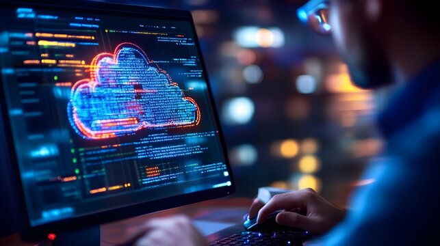 Abstract Depiction of a Skilled Developer Deploying a Website via Cloud Platform