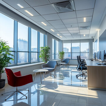 Photo on sony xperia 2015. Modern office interior with small windows