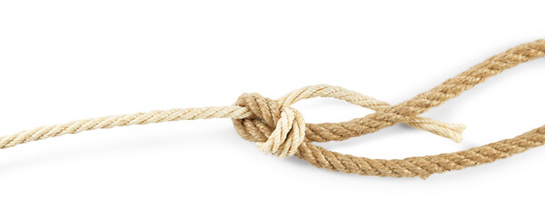 Hemp ropes with knots isolated on white