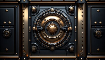 Steampunk-Inspired Black and Gold Metal Panel with Circular Detail
