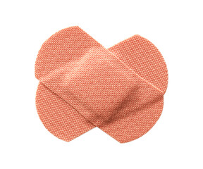 Medical adhesive bandages isolated on white, top view