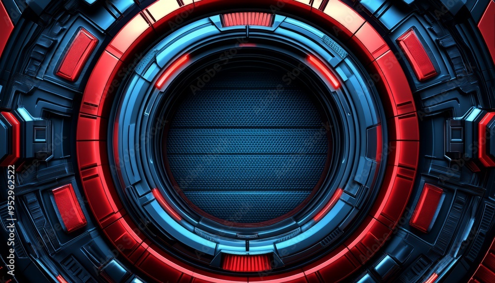 Poster abstract futuristic technology interface with red and blue elements